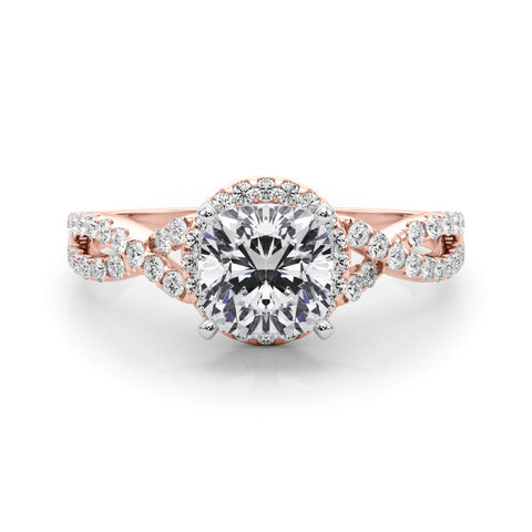Rose gold Fancy Yellow Cushion  Halo Twist Band Solitaire Prong Setting Ring