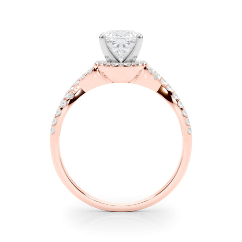 Rose gold Fancy Yellow Cushion  Halo Twist Band Solitaire Prong Setting Ring