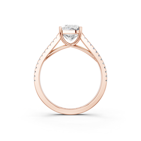 Rose gold Cushion Solitaire Split Shank Pavé Diamond Engagement Ring