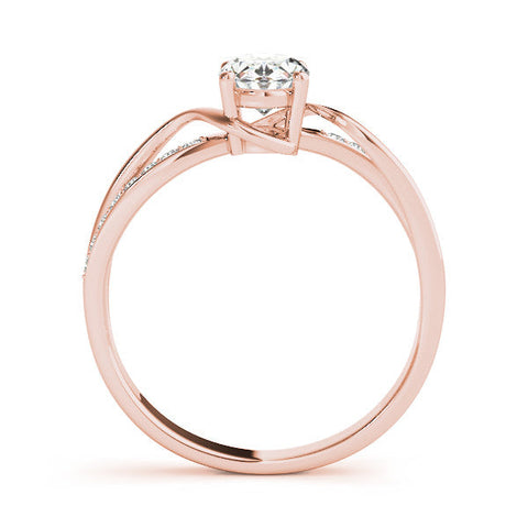 Rose gold Oval Solitaire Twisted Band with Prong Setting