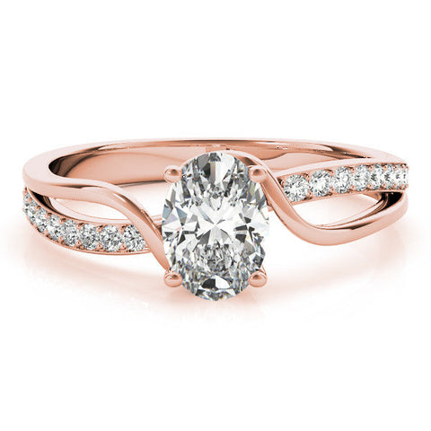 Rose gold Oval Solitaire Twisted Band with Prong Setting