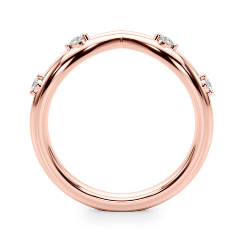 Rose gold Diamond Chevron Band with Round Stones and Prong Setting