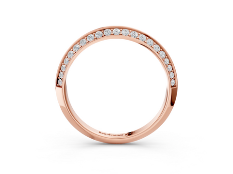 Rose gold Double Row Pavé Round Diamond Eternity Band with Channel Setting