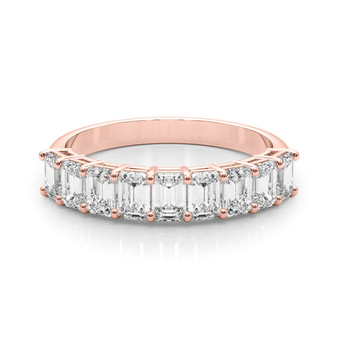 Rose gold Emerald Cut Diamond Prong Set Eternity Band