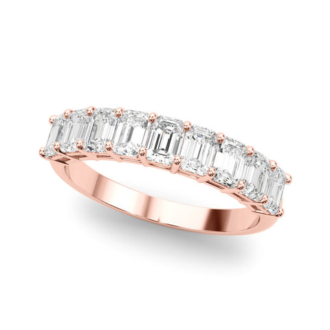 Rose gold Emerald Cut Diamond Prong Set Eternity Band