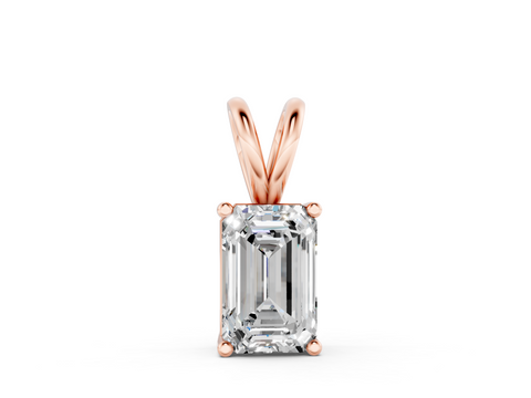 Rose gold Emerald Cut Solitaire Pendant with Four-Prong Setting