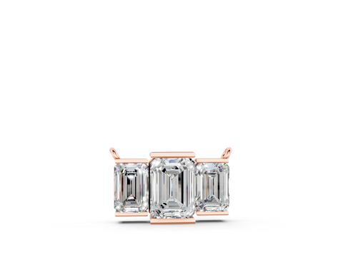 Rose gold Emerald Cut Three-Stone Bar Pendant with Bar Prong Setting