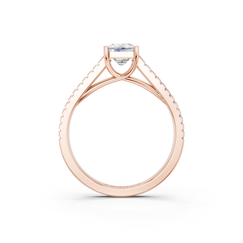 Rose gold Emerald Solitaire Split Shank Pavé Diamond Engagement Ring