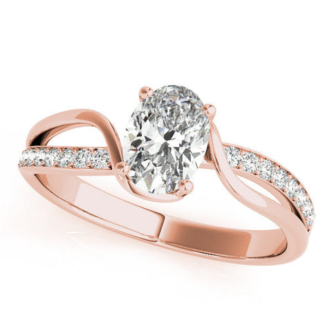 Rose gold Oval Solitaire Twisted Band with Prong Setting