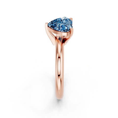 Rose gold Fancy Blue Heart  Cut Solitaire Engagement Ring with Round Band and Four-Prong Setting