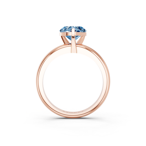 Rose gold Fancy Blue Heart  Cut Solitaire Engagement Ring with Round Band and Four-Prong Setting