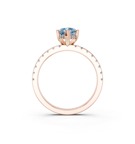 Rose gold Fancy Blue Marquise  Solitaire Diamond Pavé Band with Four-Prong Setting