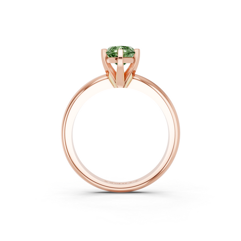 Rose gold Fancy Green Marquise  Cut Solitaire Engagement Ring with Round Band and Four-Prong Setting
