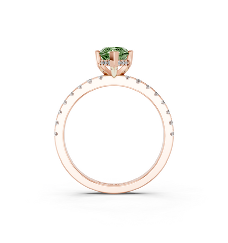 Rose gold Fancy Green Marquise  Solitaire Diamond Pavé Band with Four-Prong Setting