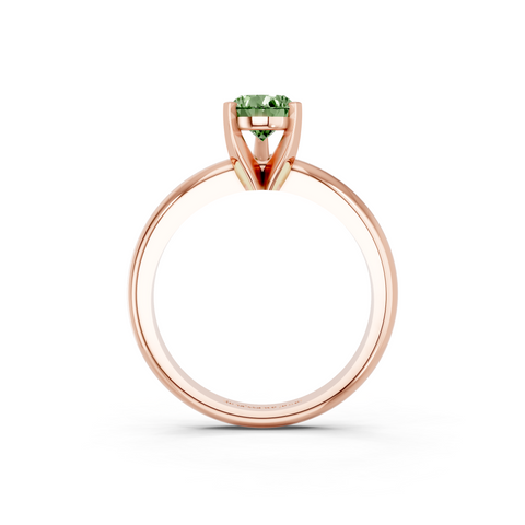 Rose gold Fancy Green Pear  Cut Solitaire Engagement Ring with Round Band and Four-Prong Setting