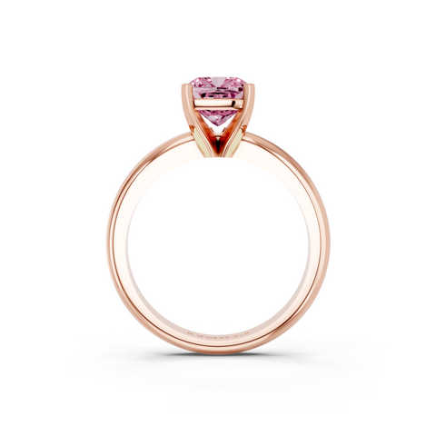 Rose gold Fancy Pink Cushion  Cut Solitaire Engagement Ring with Round Band and Four-Prong Setting