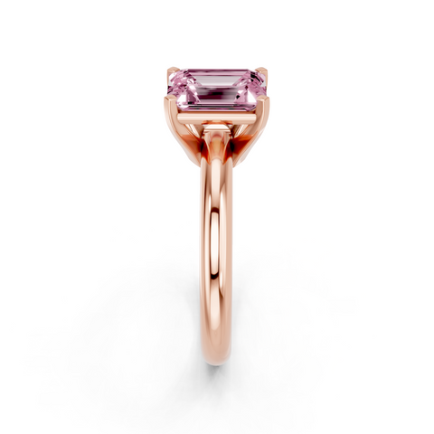 Rose gold Fancy Pink Emerald  Cut Solitaire Engagement Ring with Round Band and Four-Prong Setting