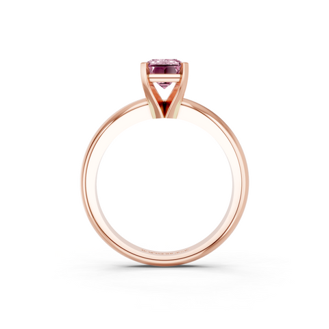 Rose gold Fancy Pink Emerald  Cut Solitaire Engagement Ring with Round Band and Four-Prong Setting
