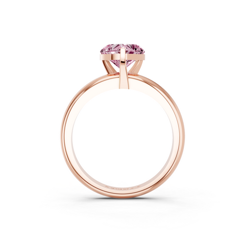 Rose gold Fancy Pink Heart  Cut Solitaire Engagement Ring with Round Band and Four-Prong Setting