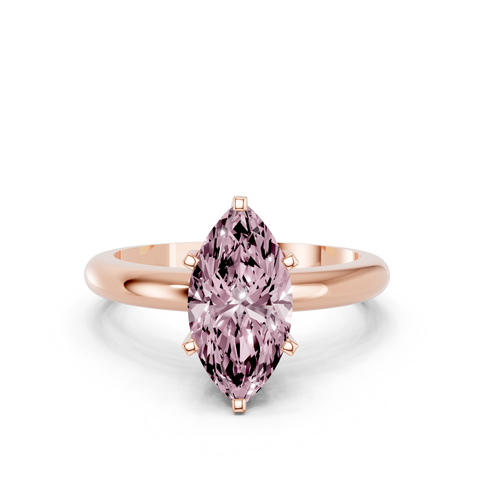 Rose gold Fancy Pink Marquise  Cut Solitaire Engagement Ring with Round Band and Four-Prong Setting