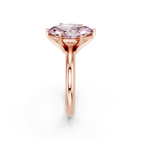 Rose gold Fancy Pink Marquise  Cut Solitaire Engagement Ring with Round Band and Four-Prong Setting