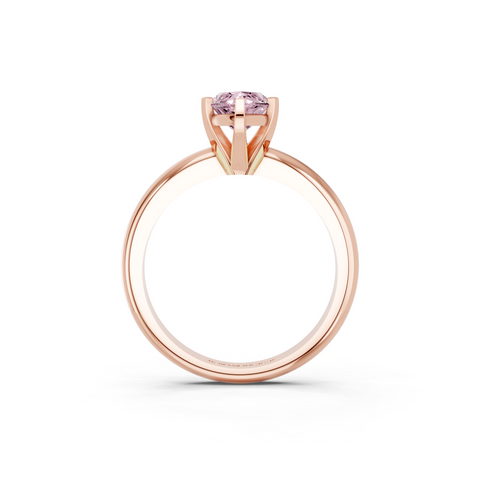 Rose gold Fancy Pink Marquise  Cut Solitaire Engagement Ring with Round Band and Four-Prong Setting