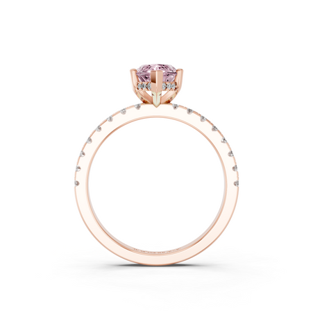 Rose gold Fancy Pink Marquise  Solitaire Diamond Pavé Band with Four-Prong Setting