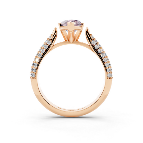 Rose gold Fancy Pink Marquise  Solitaire Pavé Diamond Engagement Ring with Four-Prong Setting