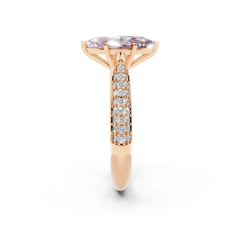 Rose gold Fancy Pink Marquise  Solitaire Pavé Diamond Engagement Ring with Four-Prong Setting