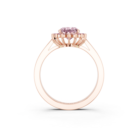 Rose gold Fancy Pink Oval  Cut Diamond Pavé Band Solitaire Ring with Four-Prong Setting
