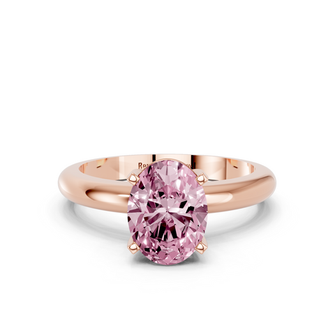 Rose gold Fancy Pink Oval  Cut Solitaire Engagement Ring with Round Band and Four-Prong Setting