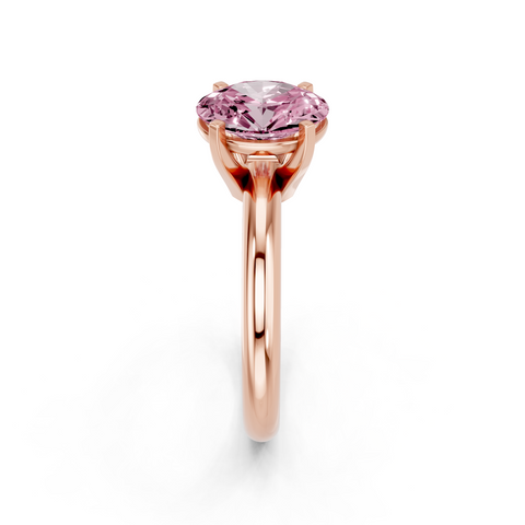 Rose gold Fancy Pink Oval  Cut Solitaire Engagement Ring with Round Band and Four-Prong Setting