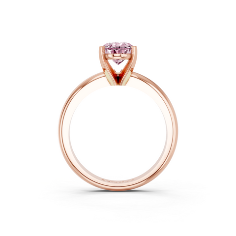 Rose gold Fancy Pink Oval  Cut Solitaire Engagement Ring with Round Band and Four-Prong Setting