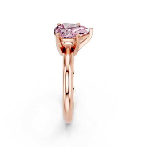 Rose gold Fancy Pink Pear  Cut Solitaire Engagement Ring with Round Band and Four-Prong Setting