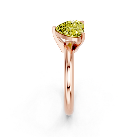 Rose gold Fancy Yellow Heart  Cut Solitaire Engagement Ring with Round Band and Four-Prong Setting