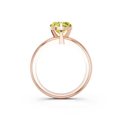 Rose gold Fancy Yellow Heart  Cut Solitaire Engagement Ring with Round Band and Four-Prong Setting
