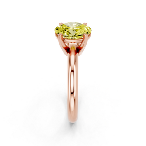 Rose gold Fancy Yellow Oval  Cut Solitaire Engagement Ring with Round Band and Four-Prong Setting