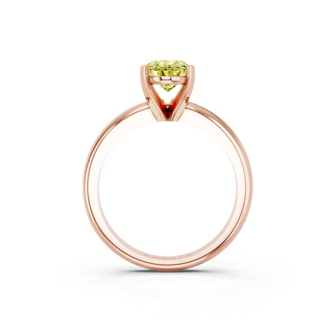 Rose gold Fancy Yellow Oval  Cut Solitaire Engagement Ring with Round Band and Four-Prong Setting
