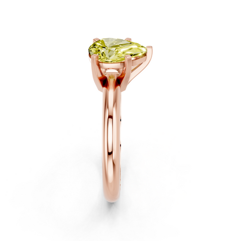 Rose gold Fancy Yellow Pear  Cut Solitaire Engagement Ring with Round Band and Four-Prong Setting
