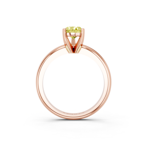 Rose gold Fancy Yellow Pear  Cut Solitaire Engagement Ring with Round Band and Four-Prong Setting
