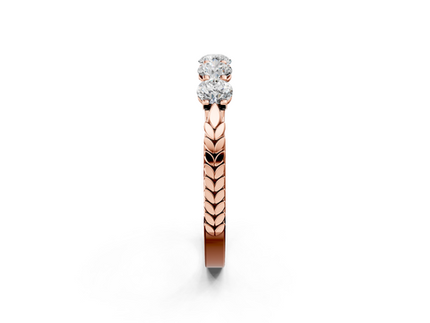 Rose gold Five-Stone Round Cut Diamond Prong-Set White Gold Band