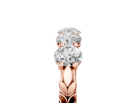 Rose gold Five-Stone Round Cut Diamond Prong-Set White Gold Band