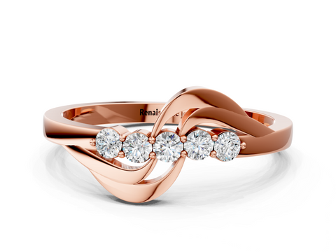 Rose gold Five-Stone Round Diamond Crossover Band with Prong Setting