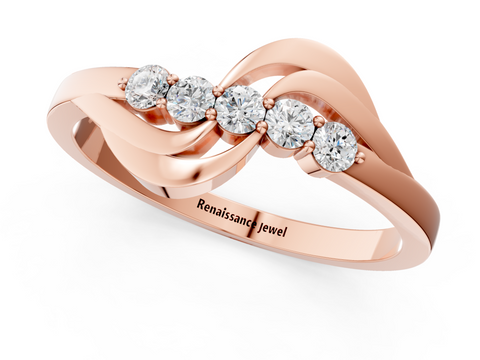 Rose gold Five-Stone Round Diamond Crossover Band with Prong Setting