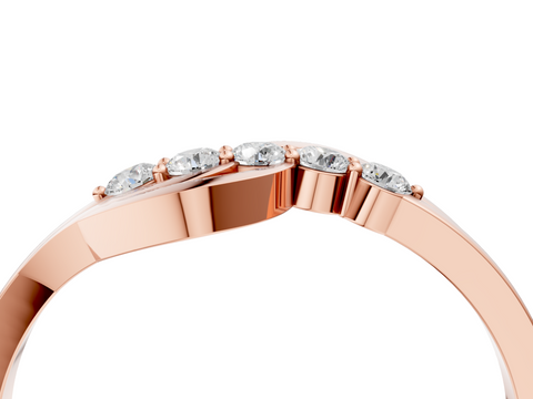 Rose gold Five-Stone Round Diamond Crossover Band with Prong Setting