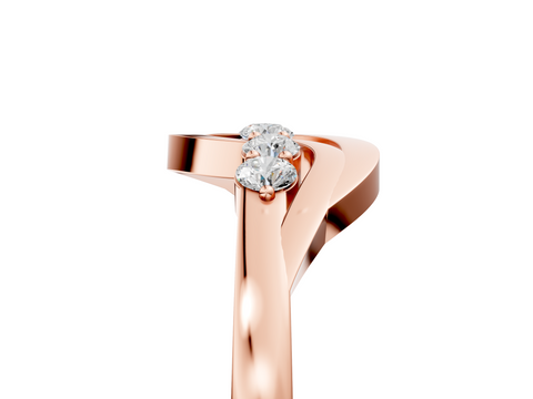 Rose gold Five-Stone Round Diamond Crossover Band with Prong Setting