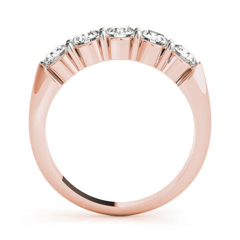 Rose gold Five-Stone Round Diamond Prong Set Half-Eternity Band