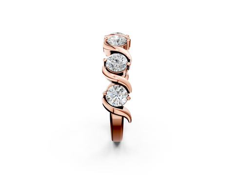 Rose gold Five-Stone Round Diamond Wave Band with Shared Prong Setting