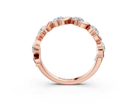 Rose gold Five-Stone Round Diamond Wave Band with Shared Prong Setting