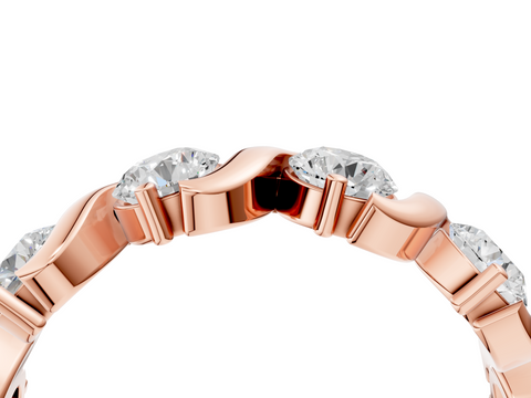 Rose gold Five-Stone Round Diamond Wave Band with Shared Prong Setting
